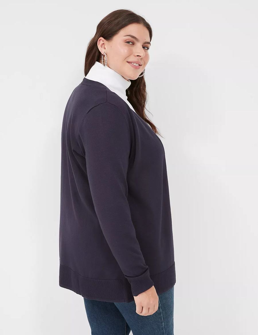 Lane Bryant Modern Long-Sleeve Open-Front Women Cardigan Blue | XIC5030YK