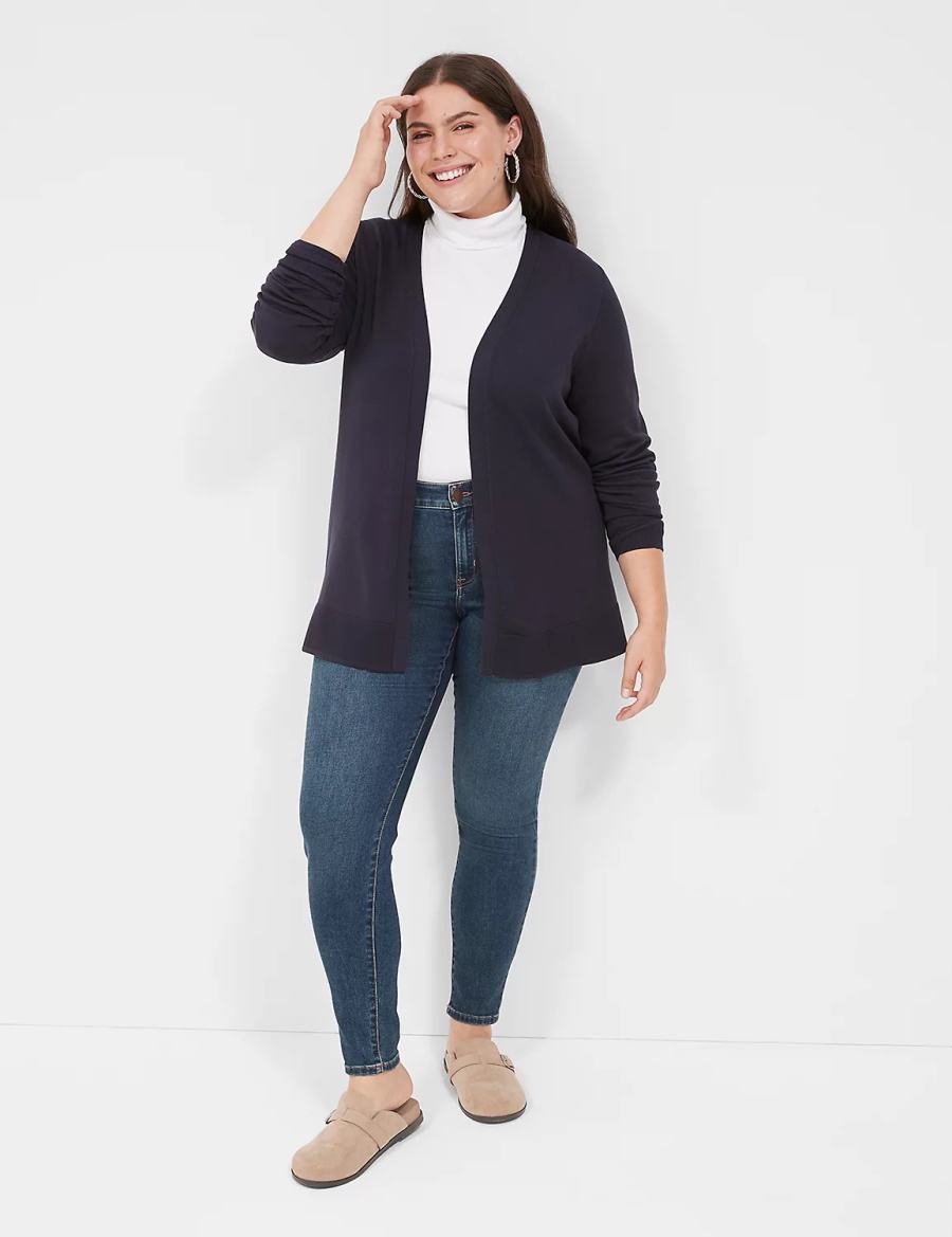 Lane Bryant Modern Long-Sleeve Open-Front Women Cardigan Blue | XIC5030YK