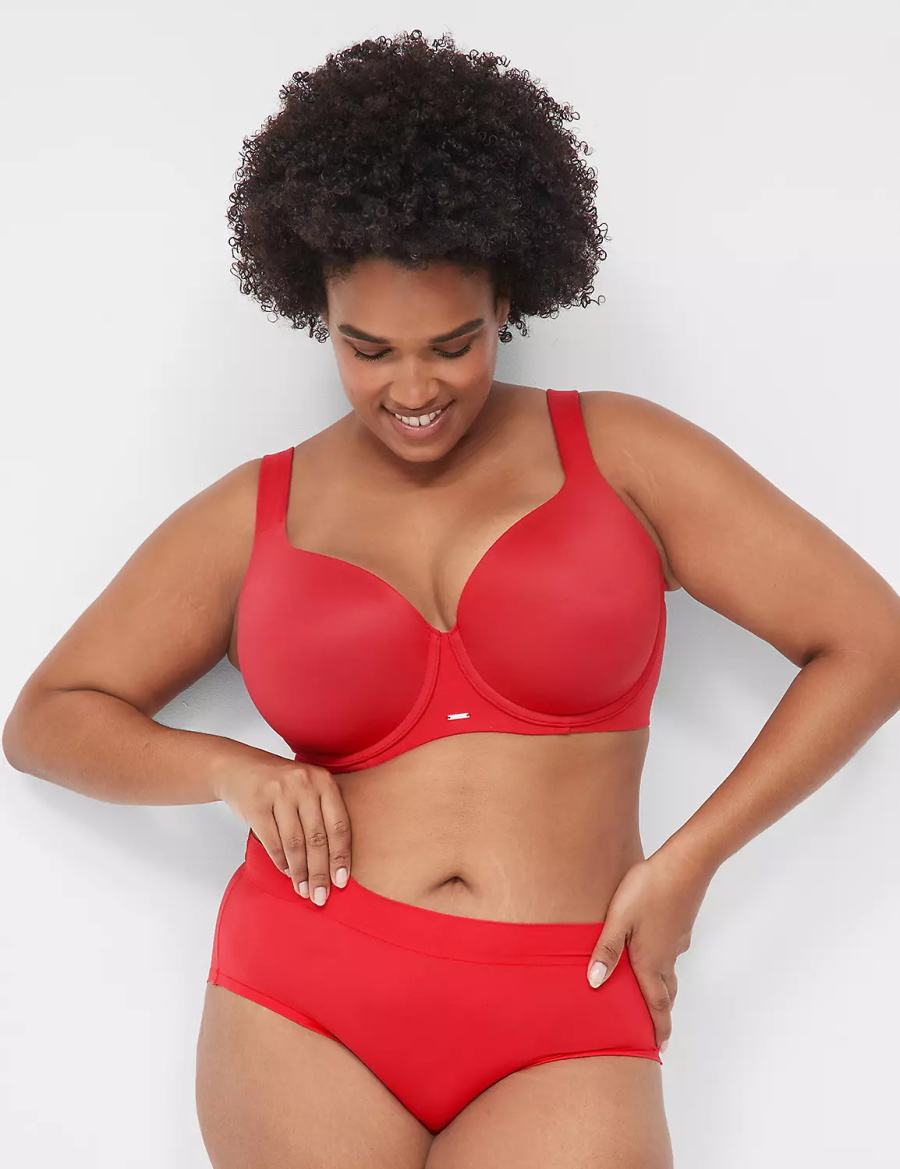 Lane Bryant Modern Luxe Lightly Lined Women Balconette Bra Red | UZY1346JA