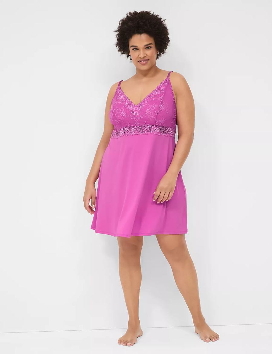 Lane Bryant Modern Romance Chemise Women Dress Purple | OHT7628KL