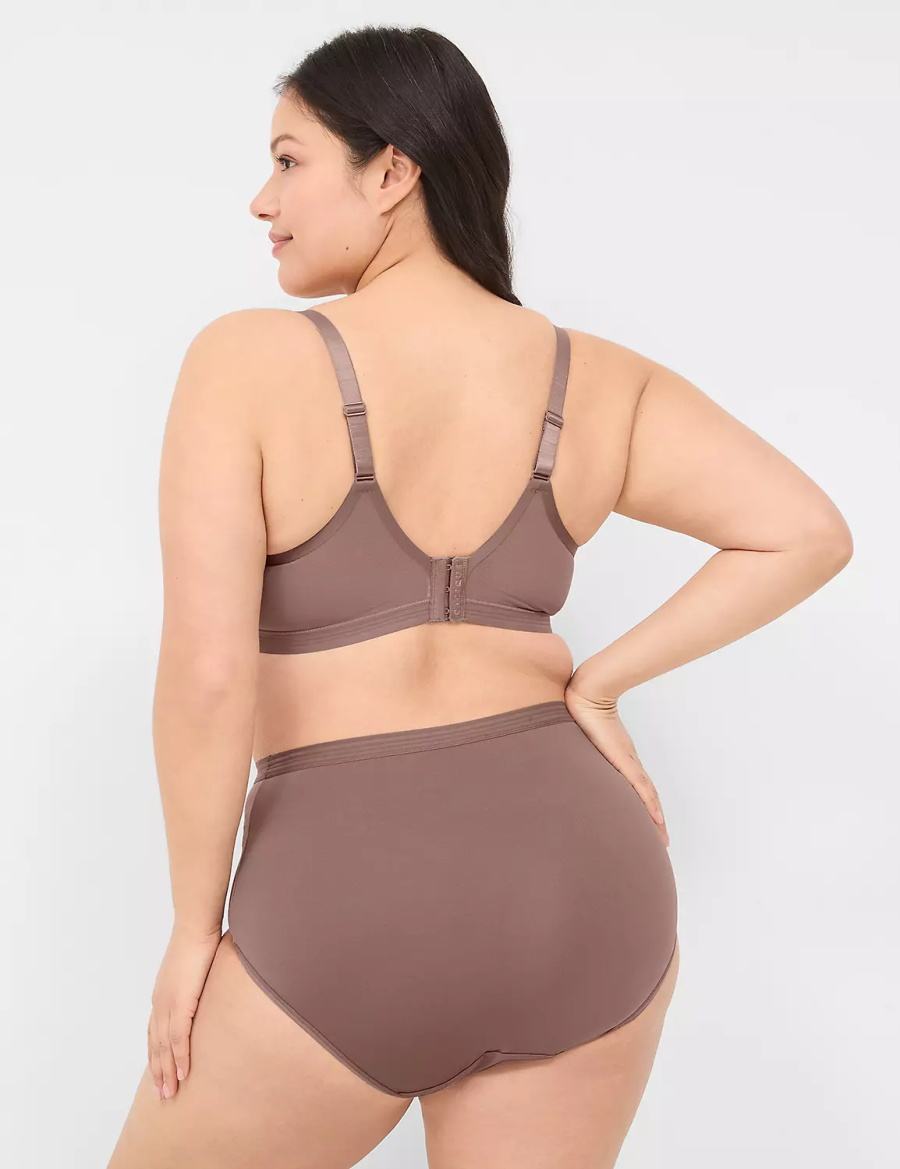 Lane Bryant Modern Romance Full Women Briefs Deep Grey Brown | DIM7673OR