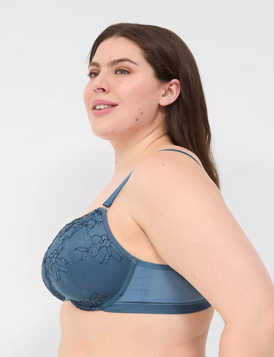 Lane Bryant Modern Romance Lightly Lined Demi Women Bralettes Blue Grey | VRC3739AW