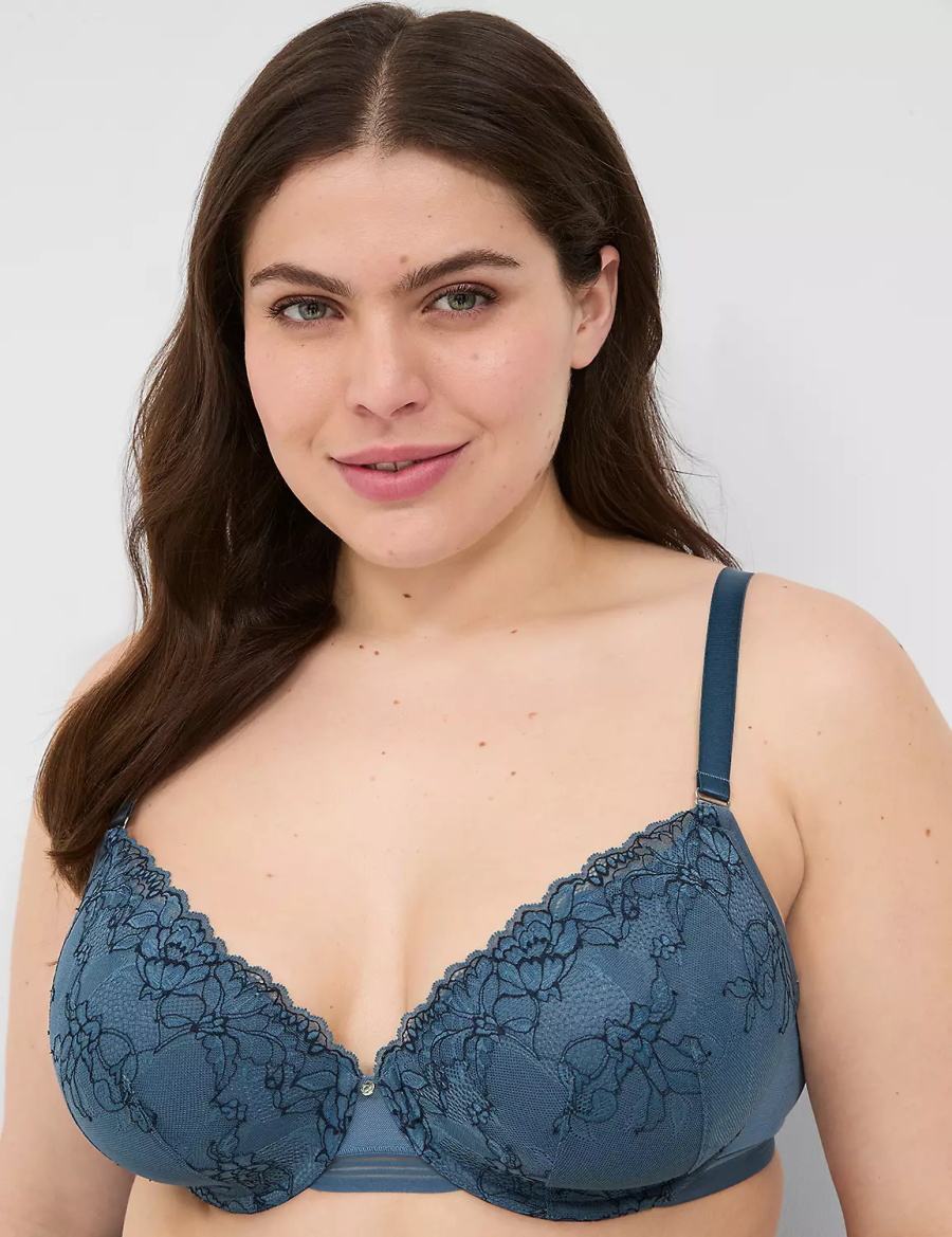 Lane Bryant Modern Romance Lightly Lined Demi Women Bralettes Blue Grey | VRC3739AW