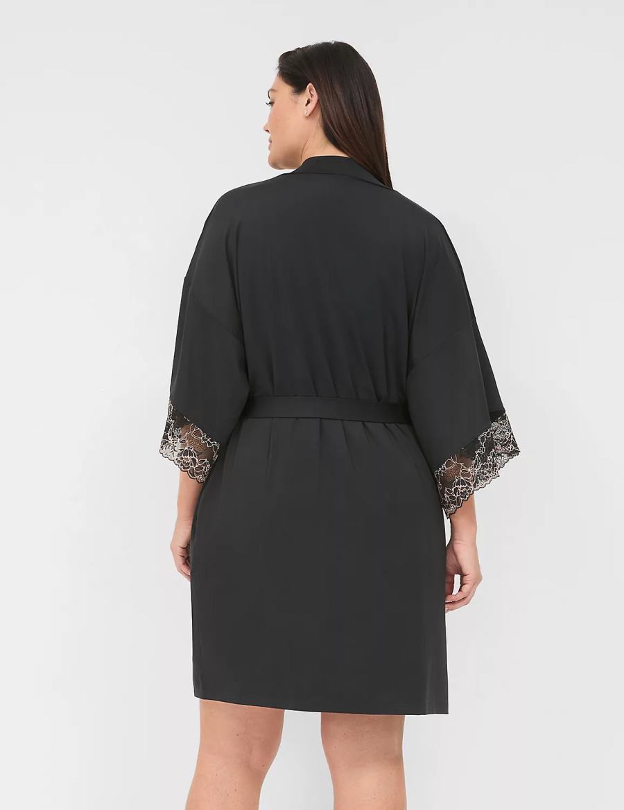 Lane Bryant Modern Romance Women Robe Black | HDP87100XI