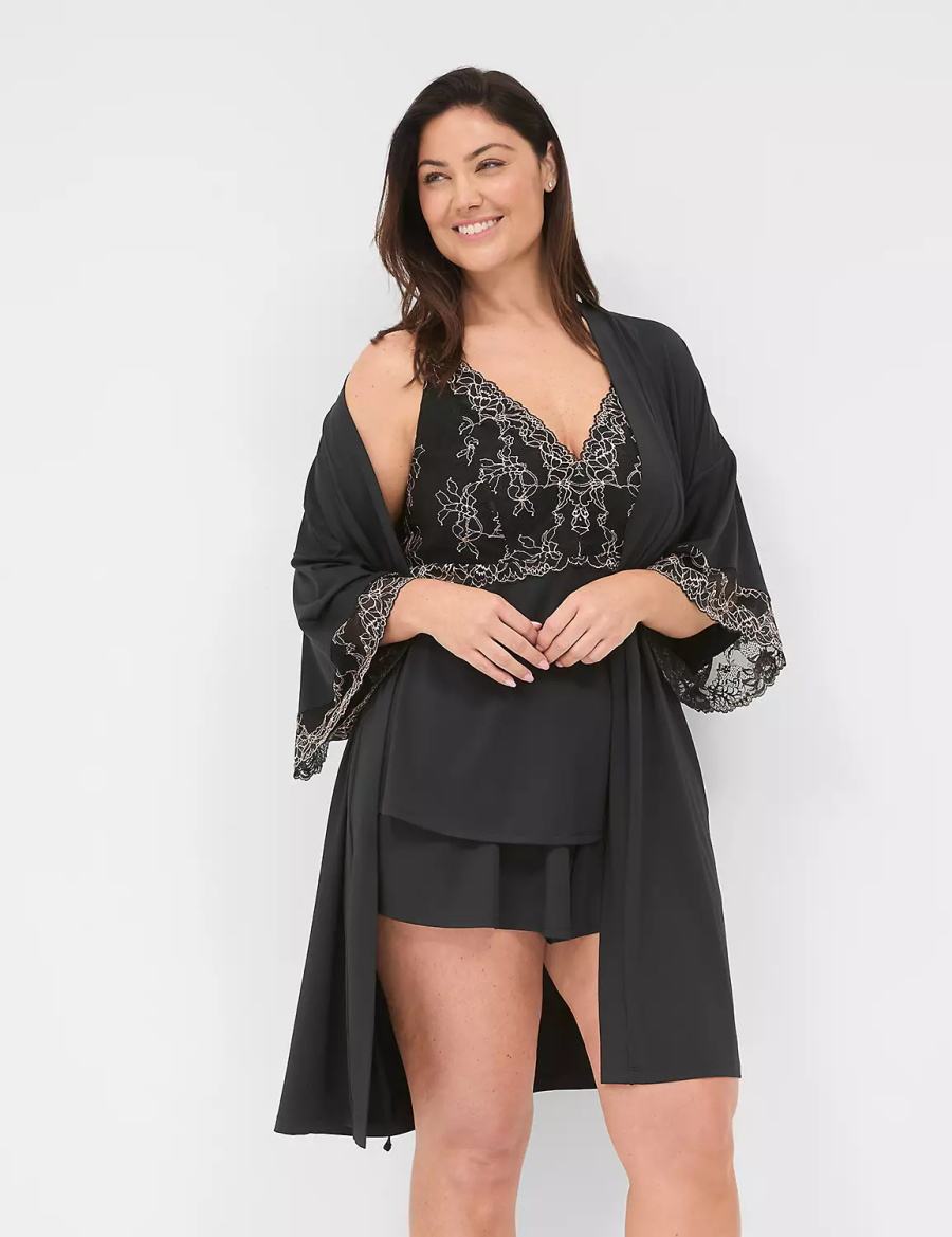 Lane Bryant Modern Romance Women Robe Black | HDP87100XI