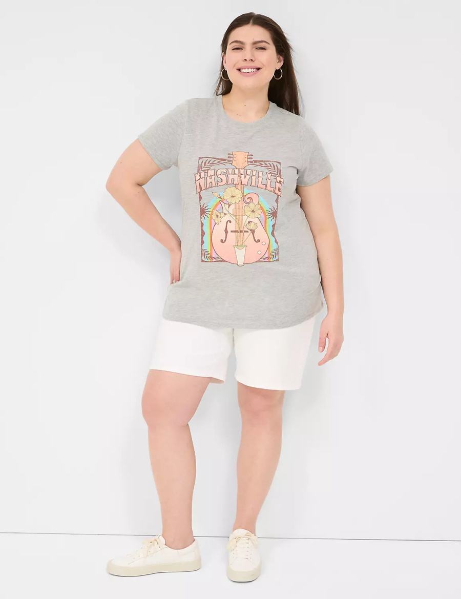 Lane Bryant Nashville Graphic Tee Women T Shirts Light Grey | HJZ19NC