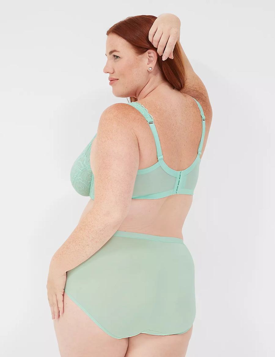 Lane Bryant No-Show Full with Lace Women Briefs Light Green | FDU2550ZA