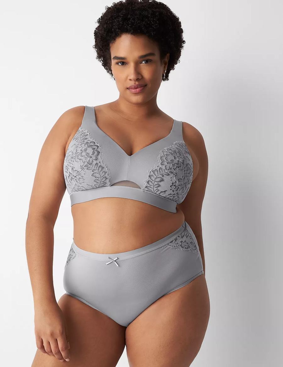 Lane Bryant No-Show Full with Lace Women Briefs Grey | UAW5662ED