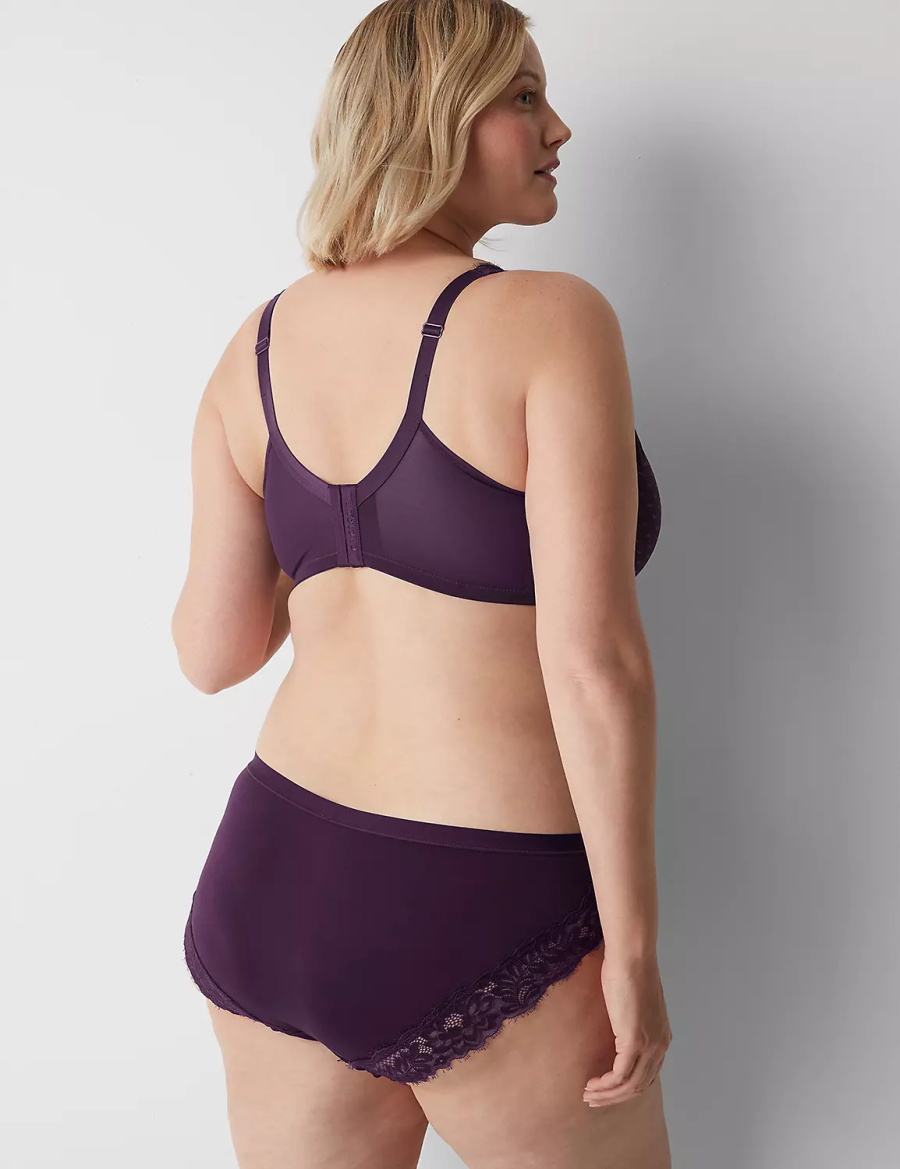 Lane Bryant No-Show Lace-Back Women Hipster Panty Purple | ETT1462GP