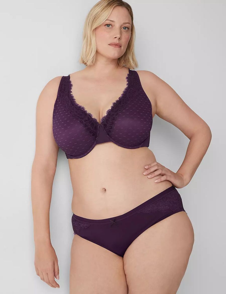 Lane Bryant No-Show Lace-Back Women Hipster Panty Purple | ETT1462GP