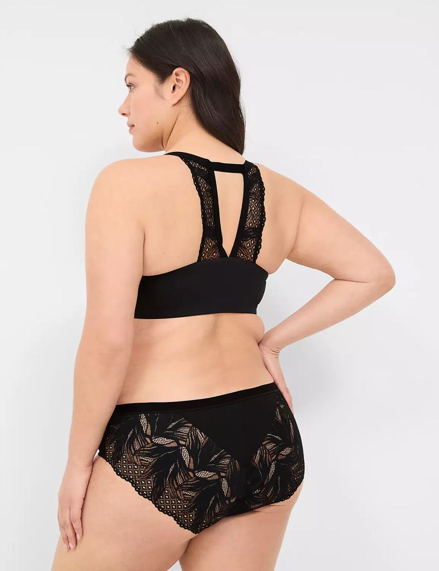 Lane Bryant No-Show Lace-Back Women Hipster Panty Black | ZZC3989FC