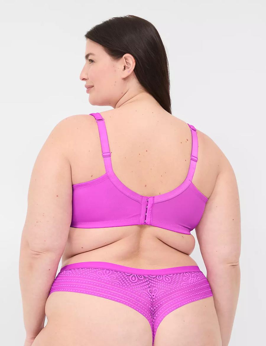 Lane Bryant No-Show With Lace Back Women Thong Panty Light Purple | DXW45AR