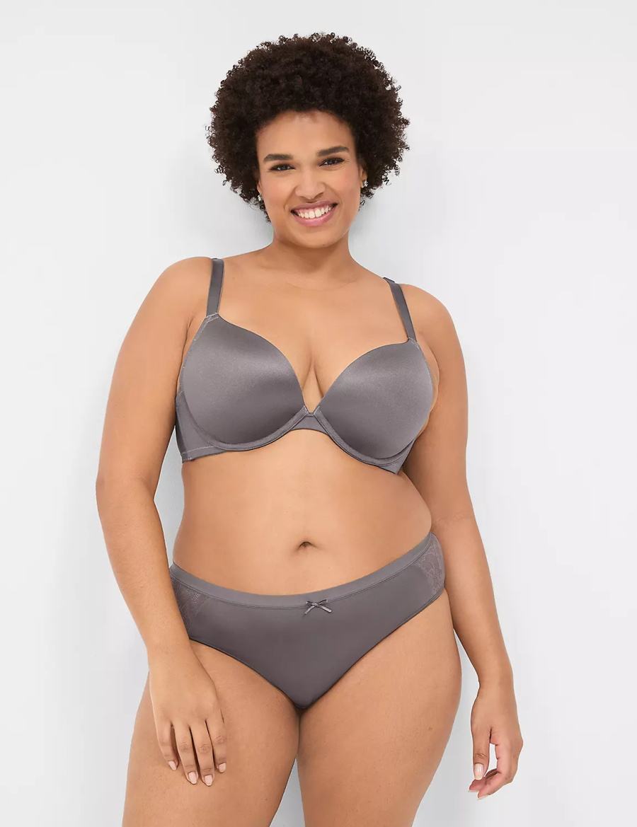 Lane Bryant No-Show With Lace Trim Women Hipster Panty Dark Grey | QDM3515UE