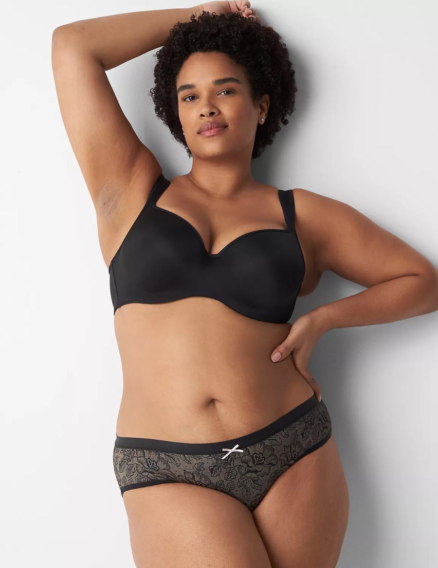 Lane Bryant No-Show Women Hipster Panty Black | BNP6463QR