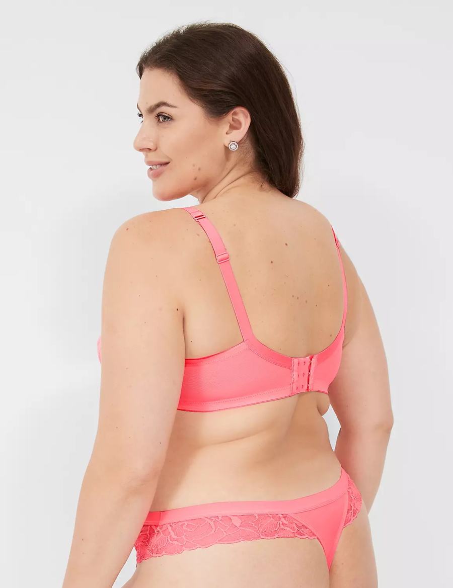 Lane Bryant No-Show with Lace Women Thong Panty Pink | IGW1758OQ