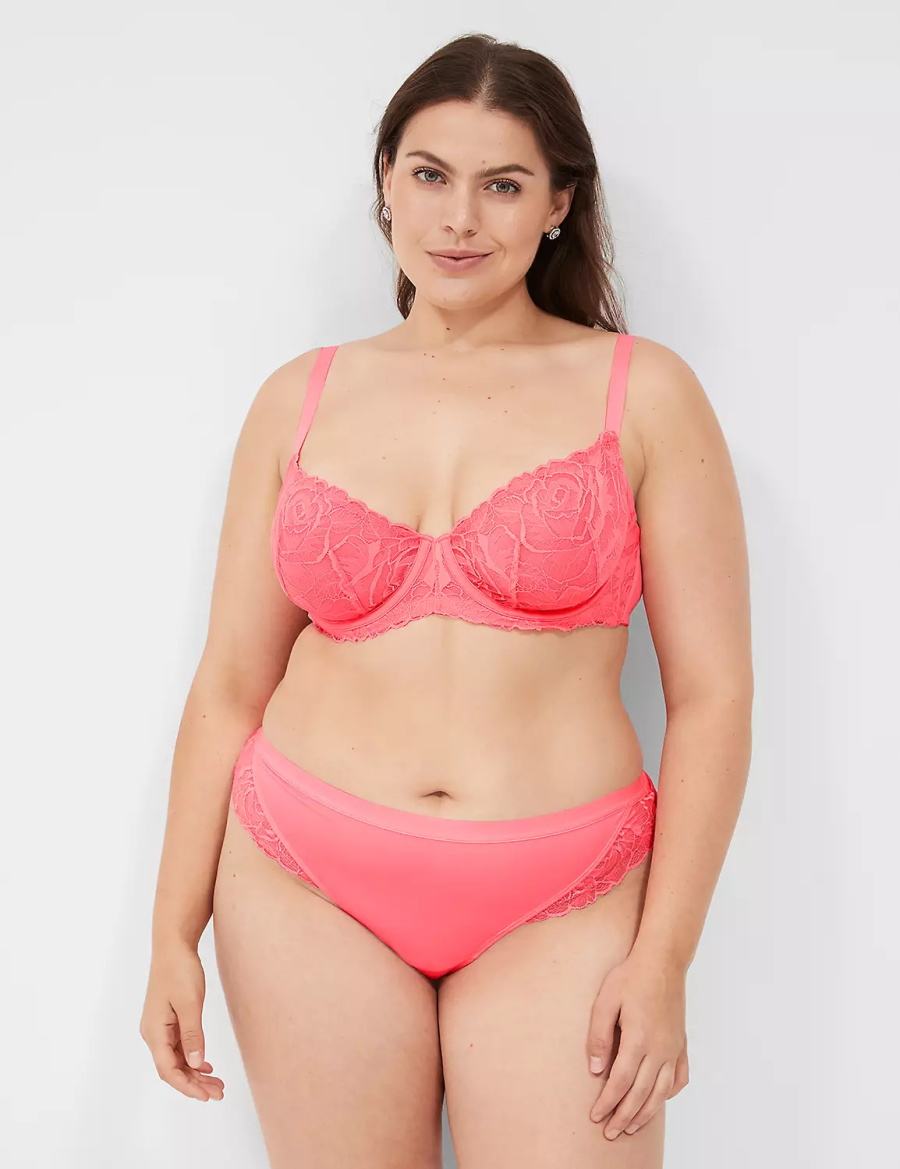 Lane Bryant No-Show with Lace Women Thong Panty Pink | IGW1758OQ