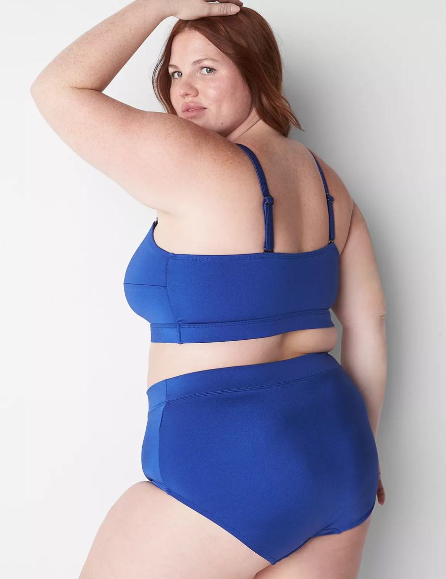 Lane Bryant No-Wire Asymmetric Swim Women Bikini Top Blue | ZWD3433AT