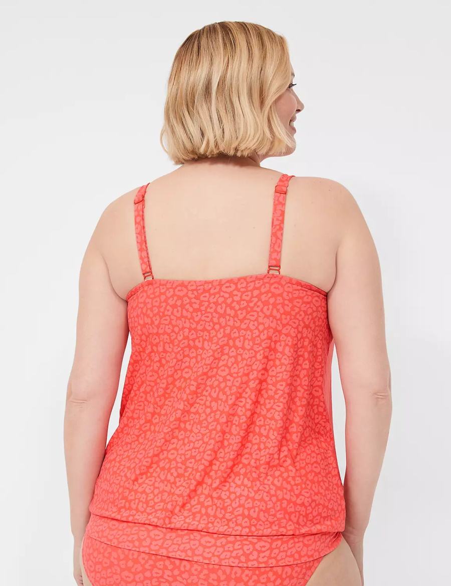 Lane Bryant No-Wire Blouson Tankini Women Bikini Top Coral | TJQ924HQ