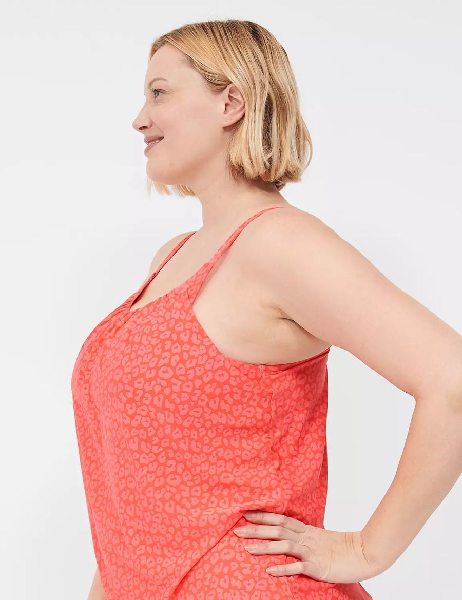 Lane Bryant No-Wire Blouson Tankini Women Bikini Top Coral | TJQ924HQ