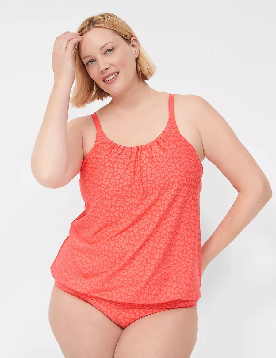 Lane Bryant No-Wire Blouson Tankini Women Bikini Top Coral | TJQ924HQ