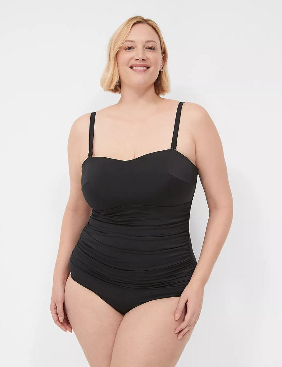 Lane Bryant No-Wire Multi-Way Strapless One-Piece Women Swimsuits Black | OAZ3359WE