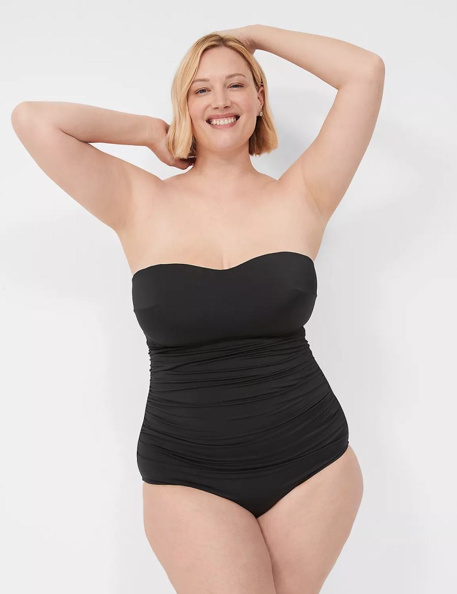 Lane Bryant No-Wire Multi-Way Strapless One-Piece Women Swimsuits Black | OAZ3359WE