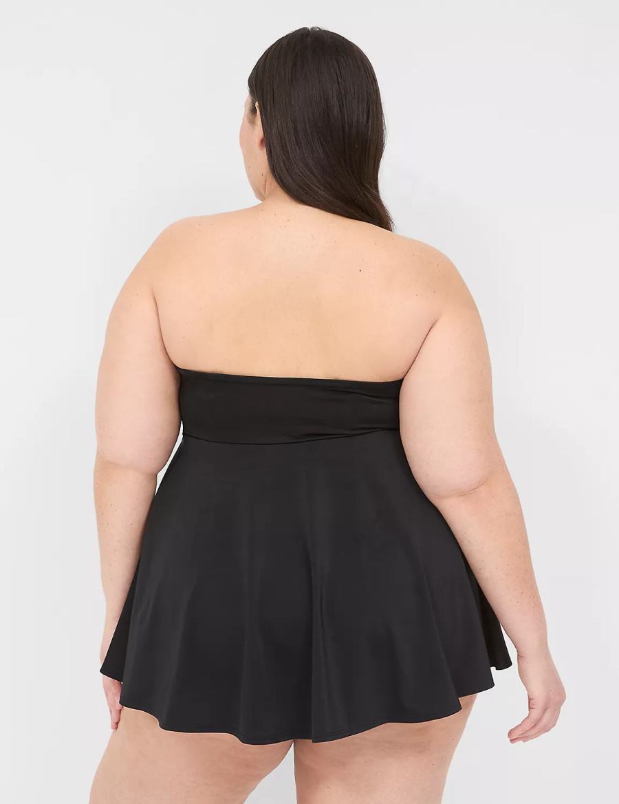 Lane Bryant No-Wire Multi-Way Strapless Swim Women Dress Black | VEW2097XY