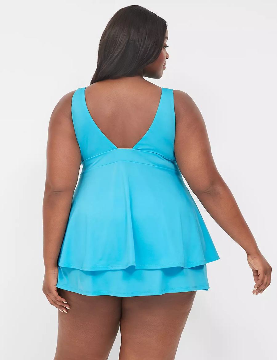 Lane Bryant No-Wire Swing Tankini Women Bikini Top Blue | KCX5457ZC