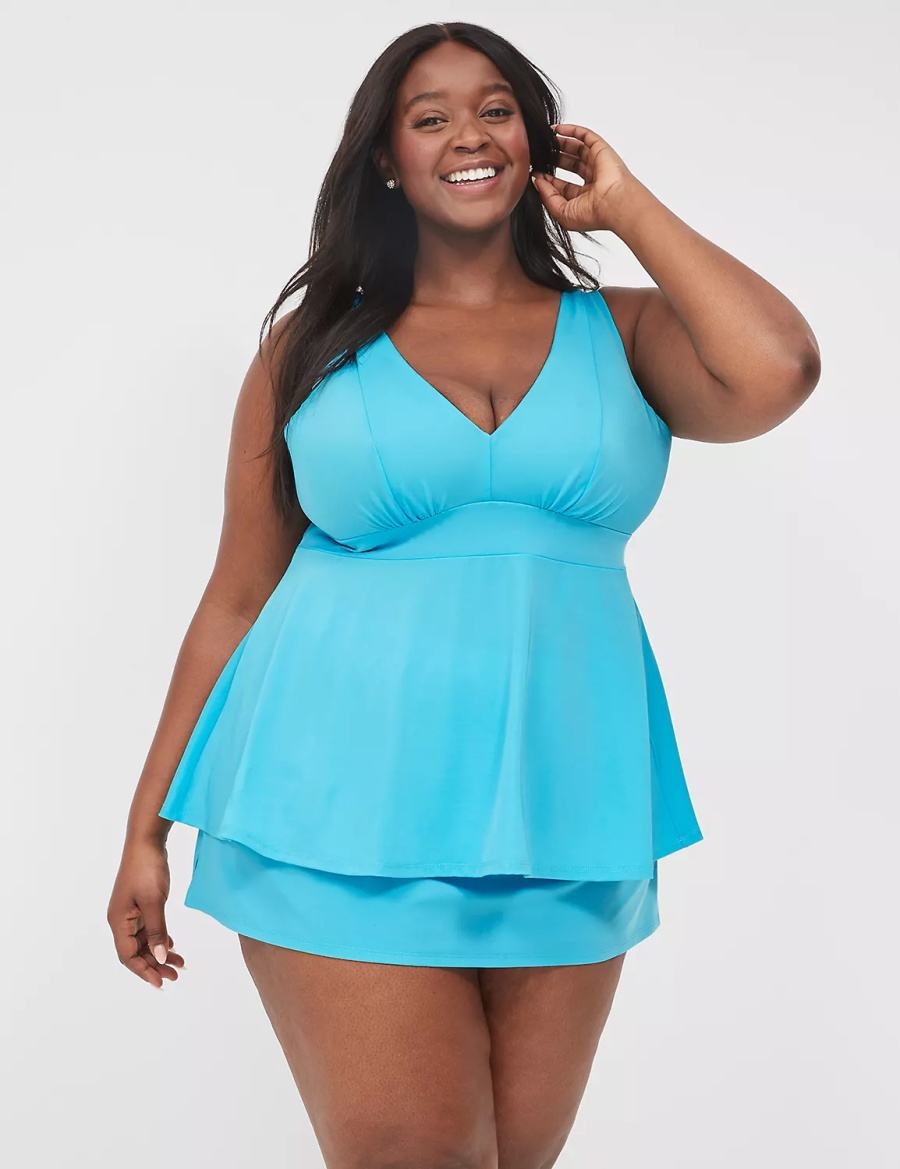 Lane Bryant No-Wire Swing Tankini Women Bikini Top Blue | KCX5457ZC