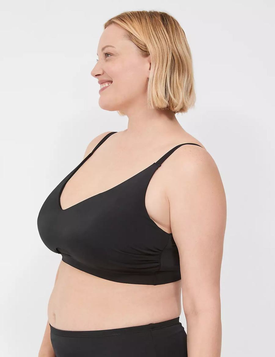 Lane Bryant No-Wire Women Bikini Top Black | FUA3641OJ