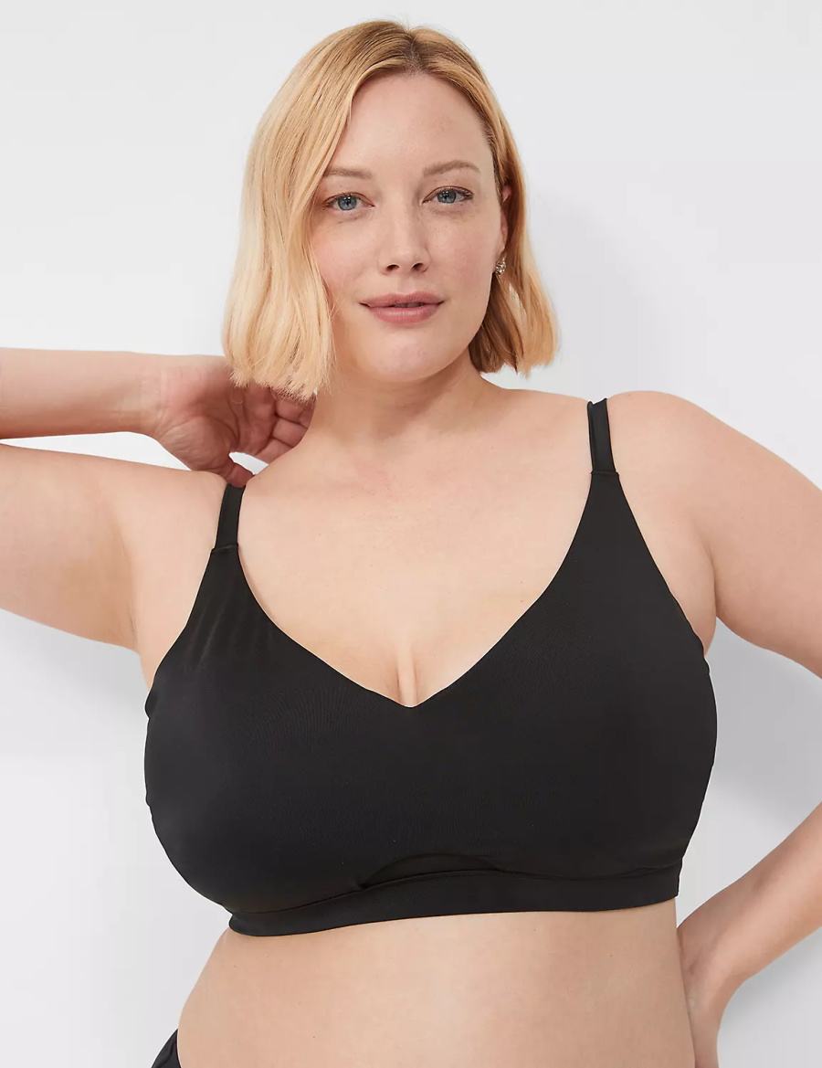 Lane Bryant No-Wire Women Bikini Top Black | FUA3641OJ