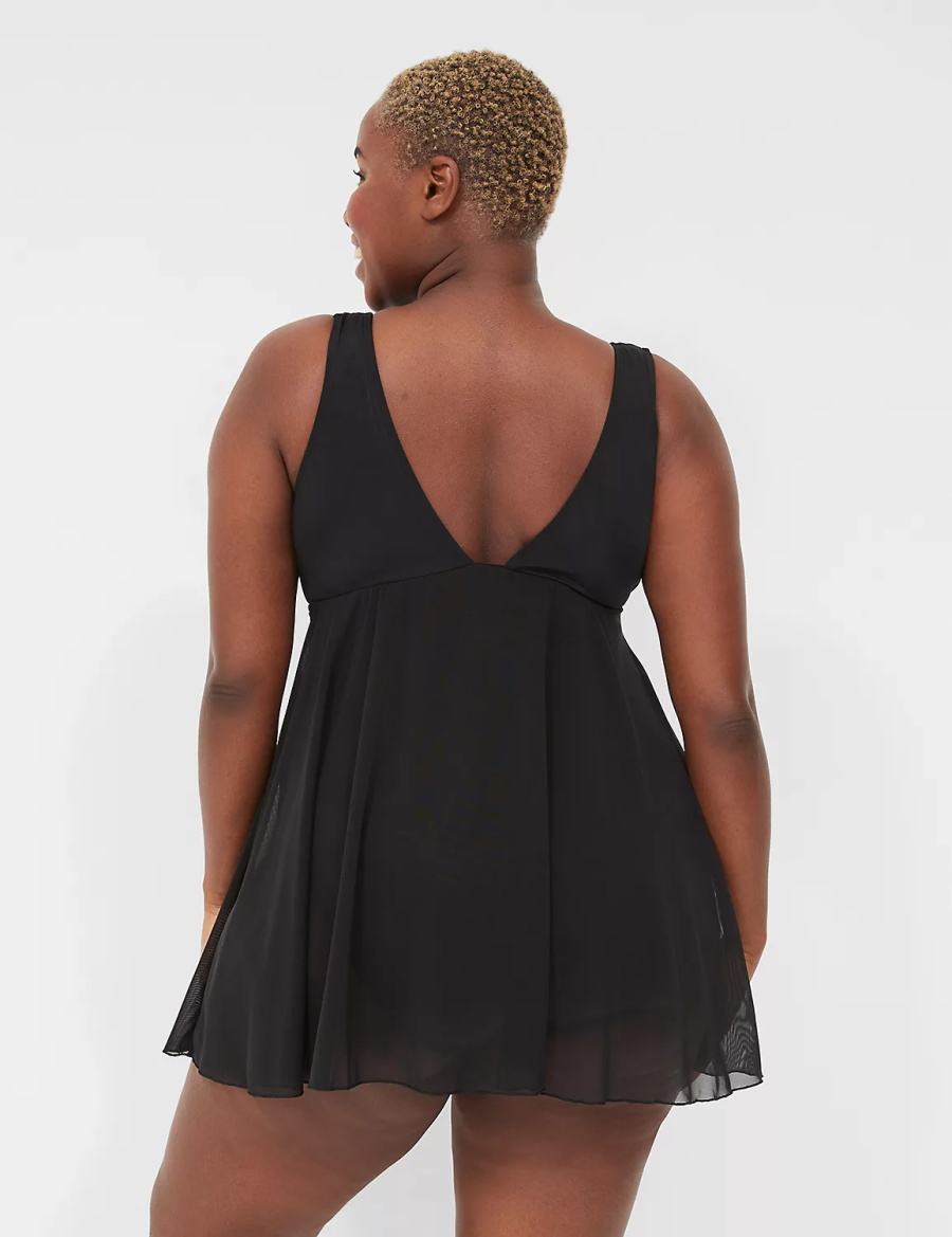 Lane Bryant No-Wire Wrap Swim Women Dress Black | NLS9544DN