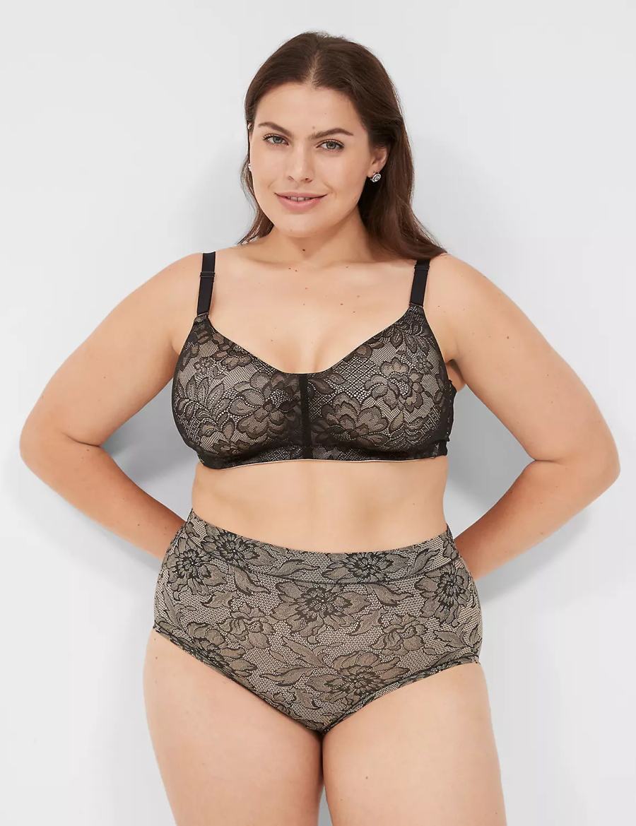 Lane Bryant No-Wire with Lace Women Bralettes Black | ONA4019SY