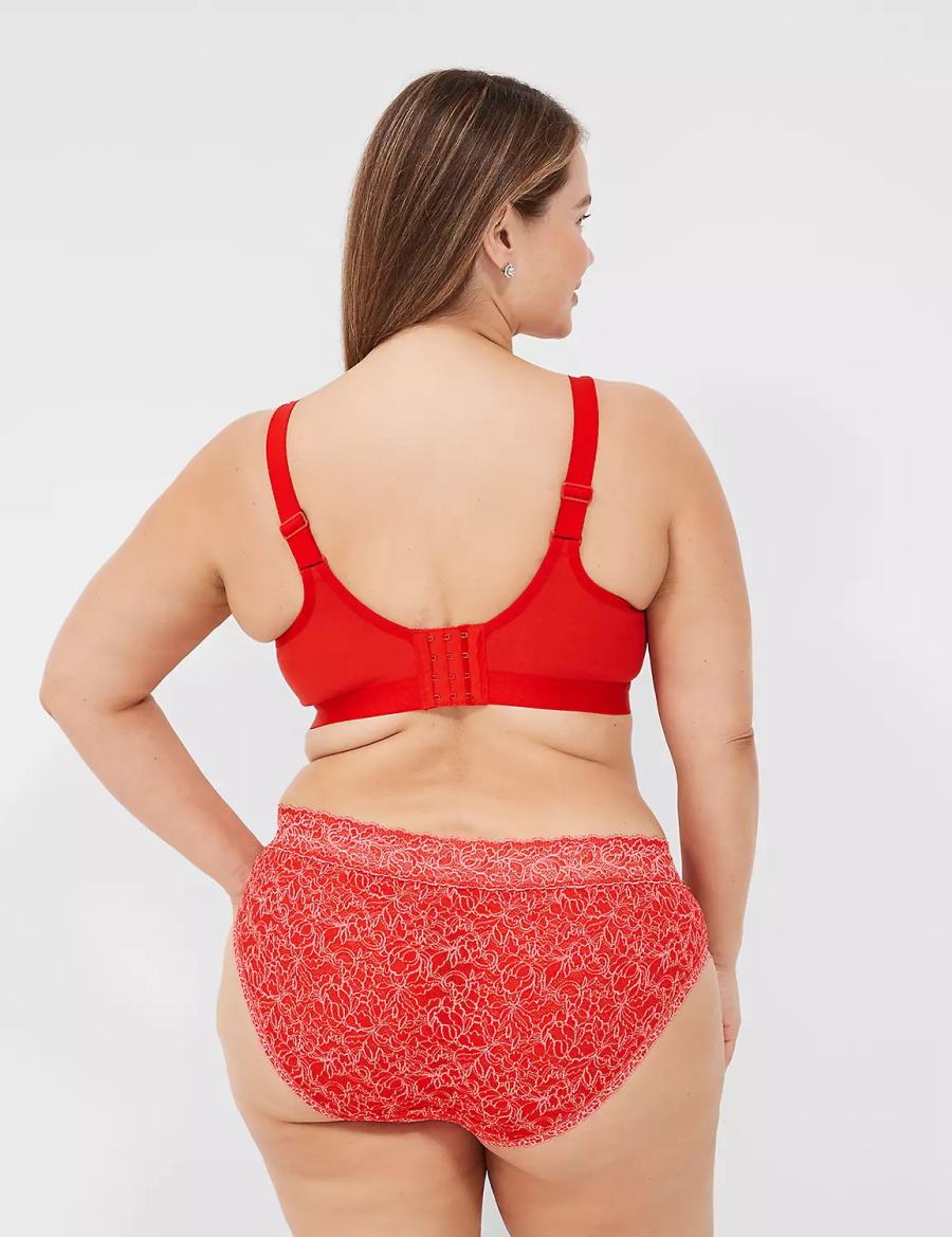 Lane Bryant No-Wire with Lace Women Unlined Bra Red | VMW8153NE