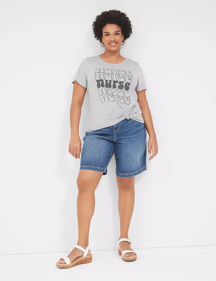 Lane Bryant Nurse Graphic Tee Women T Shirts Grey | BLG1160MP