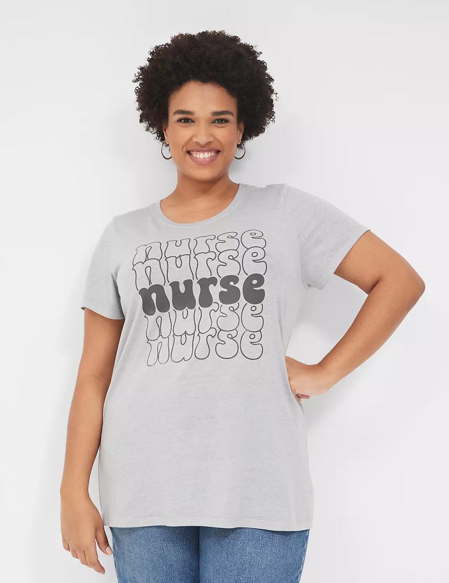 Lane Bryant Nurse Graphic Tee Women T Shirts Grey | BLG1160MP