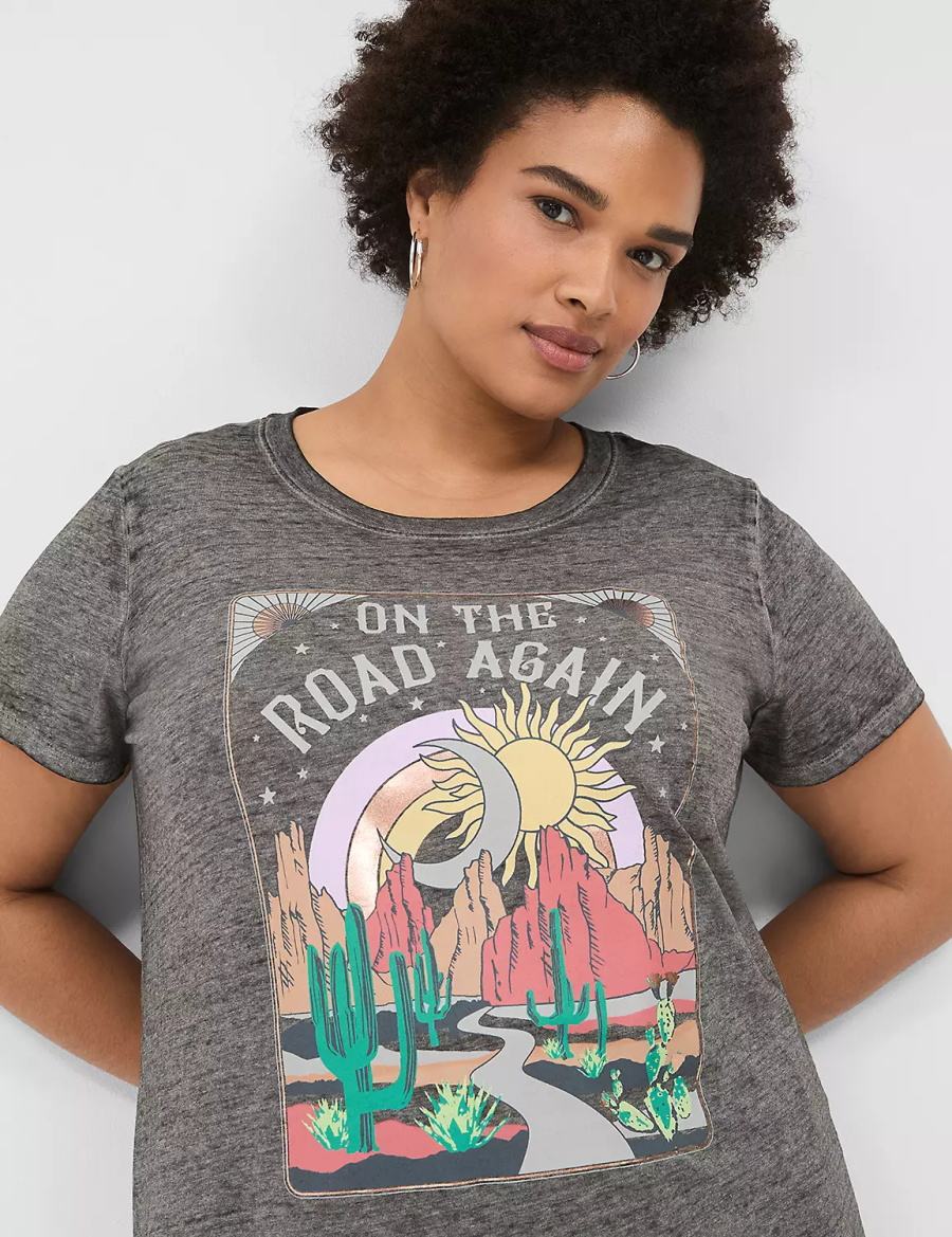 Lane Bryant On The Road Graphic Tee Women T Shirts Grey | VPX4516TH