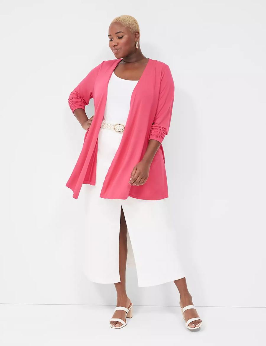 Lane Bryant Open-Front Fit & Flare Overpiece Women Robe Pink | VSD9111PZ