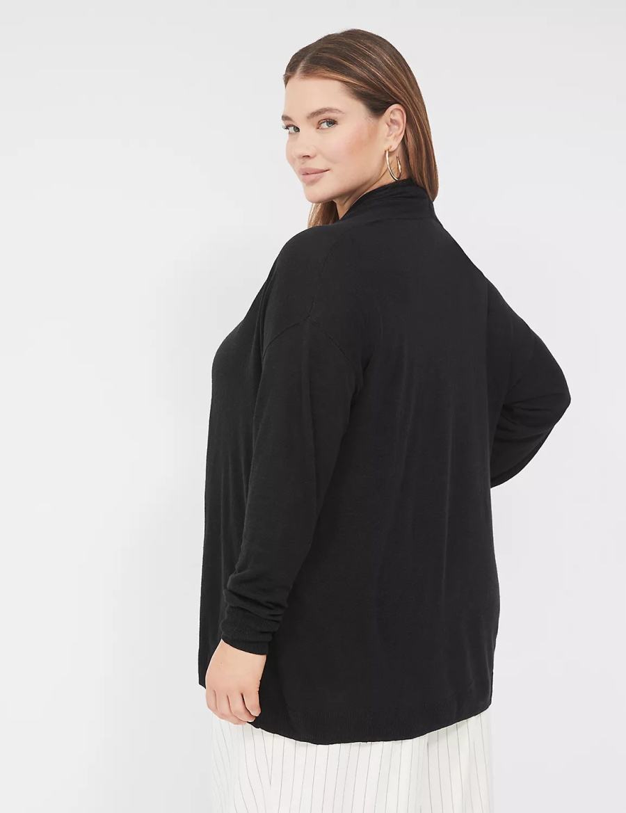 Lane Bryant Open-Front Shawl Collar Women Cardigan Black | DGY7390CH