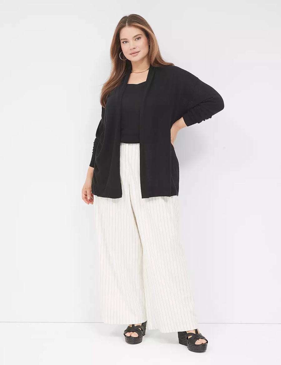 Lane Bryant Open-Front Shawl Collar Women Cardigan Black | DGY7390CH