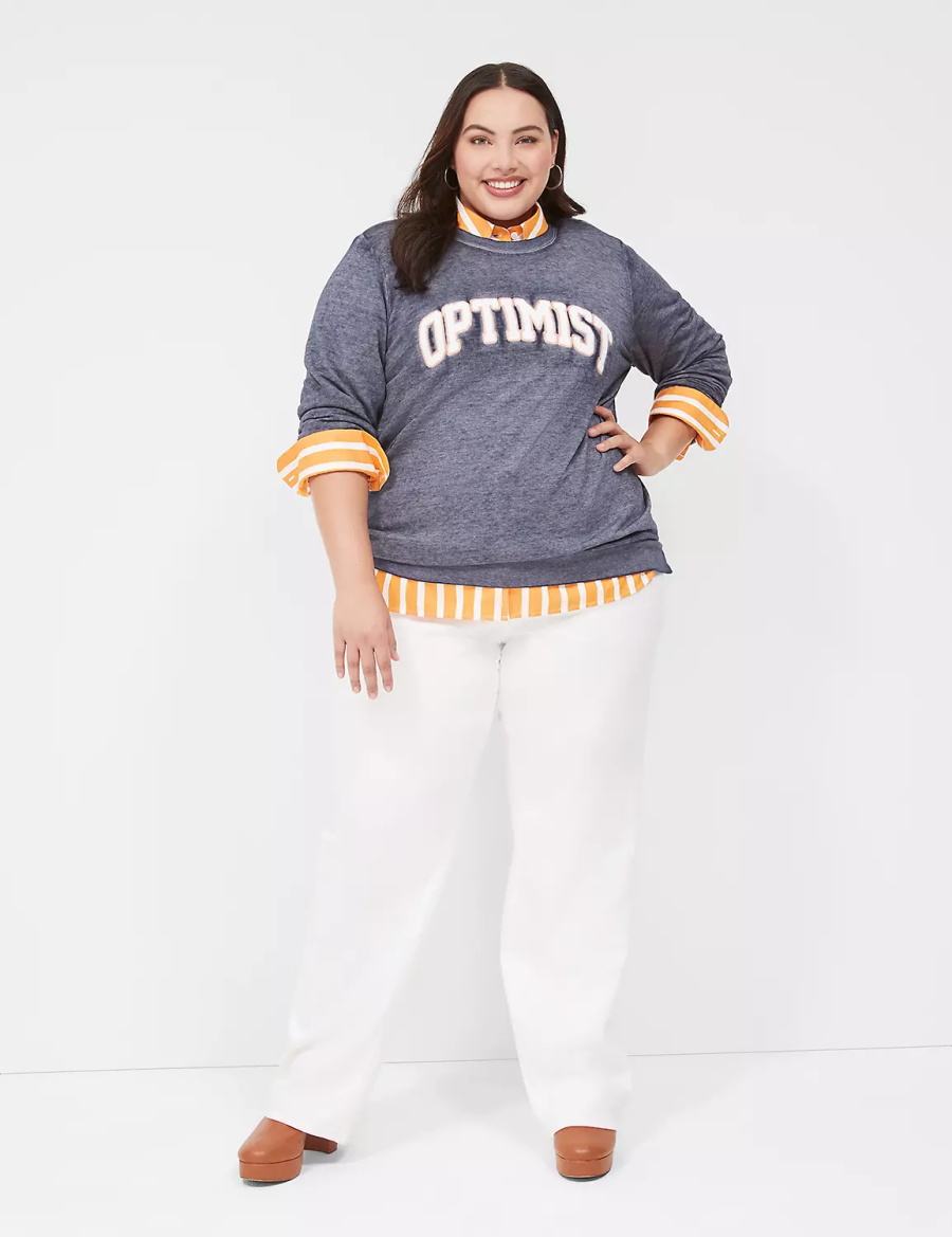 Lane Bryant Optimist Graphic Women Sweatshirts Blue | TYE3376FF