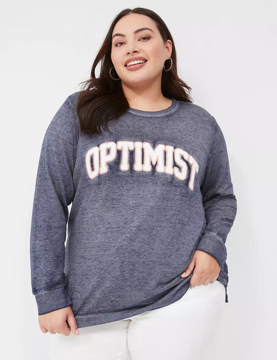 Lane Bryant Optimist Graphic Women Sweatshirts Blue | TYE3376FF