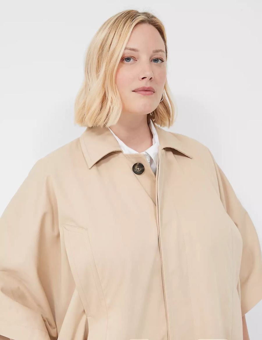 Lane Bryant Oversized Trench Poncho Women Ponchos Khaki | PAI5526BC