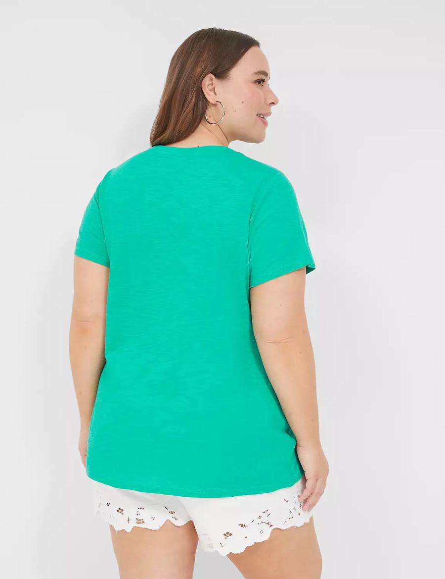 Lane Bryant Paradise Graphic Tee Women T Shirts Turquoise | IRH407SU