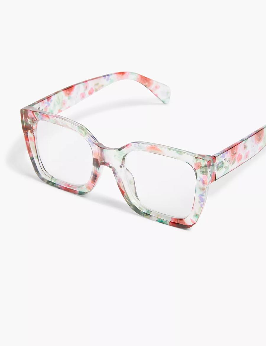 Lane Bryant Pastel Rose Square Reading Women Glasses Red Multicolor | VBG6585ZY