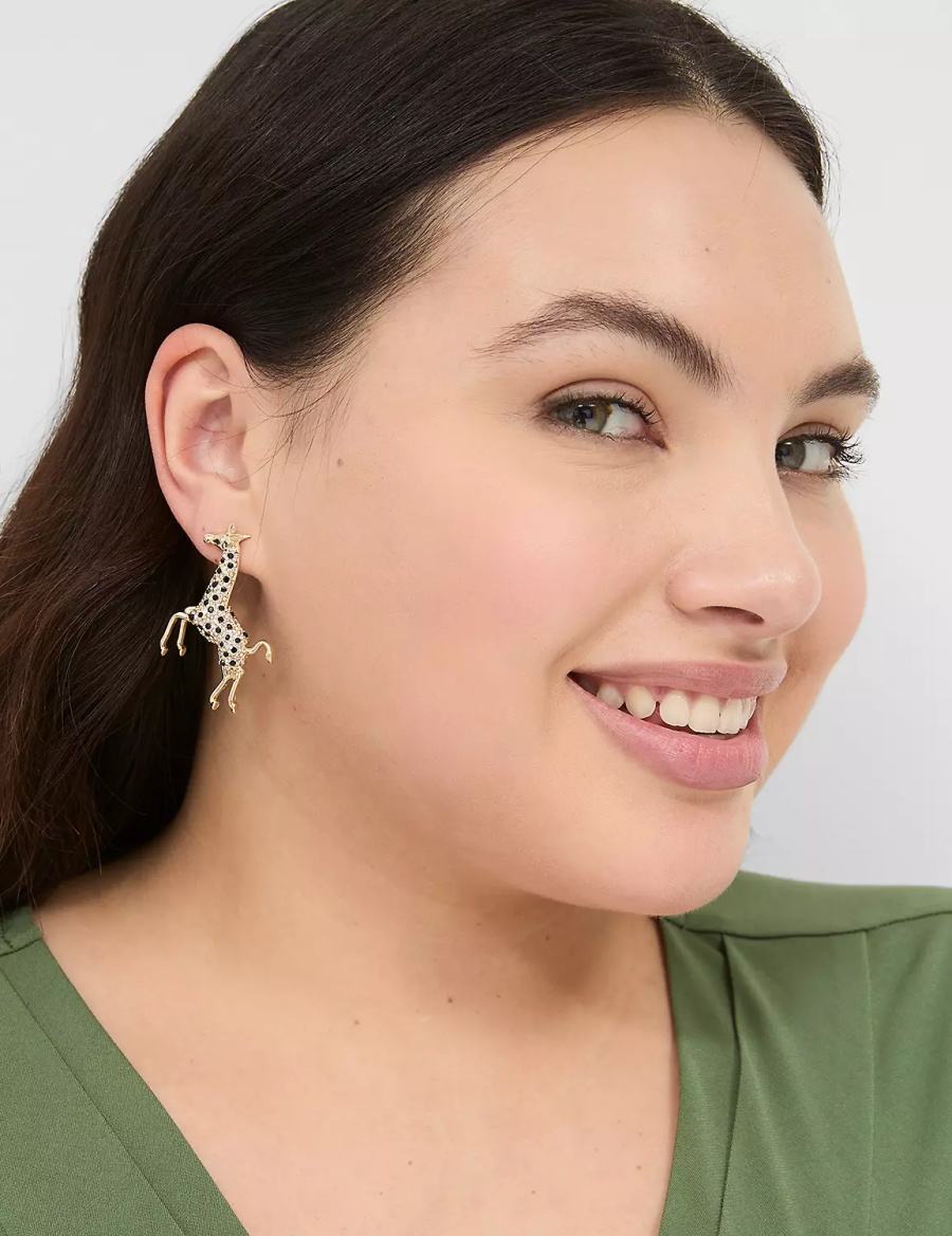 Lane Bryant Pave Giraffe Statement Women Earrings Gold | NYQ9969HJ