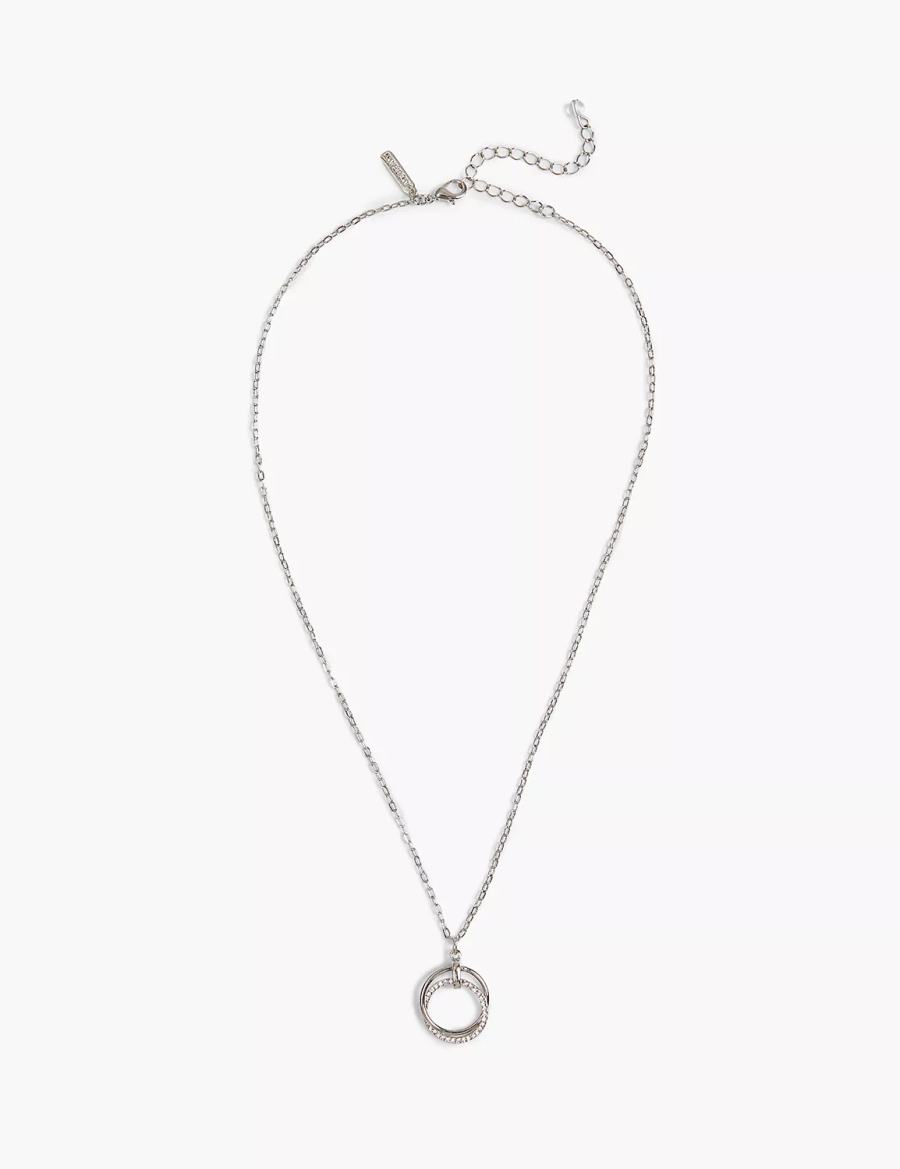 Lane Bryant Pave Interlockings Women Pendant Necklace Silver | NEG4413SA