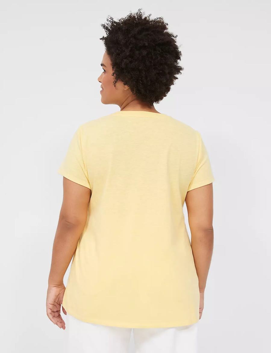 Lane Bryant Peace & Sunshine Sparkle Graphic Tee Women T Shirts Yellow | GER996KX