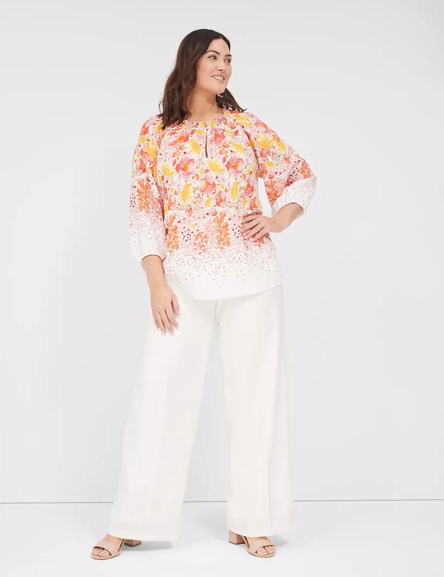 Lane Bryant Perfect Drape High-Rise Wide Leg - Fully Lined Women Pants White Rose | FSS7790HI