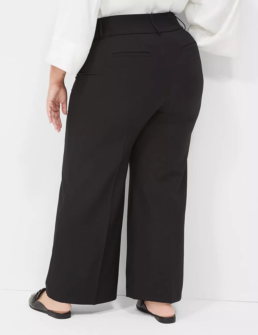 Lane Bryant Perfect Drape High-Rise Wide Leg Women Pants Black | DVB981ZS